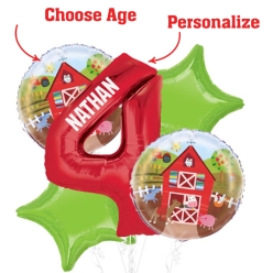 Farm PERSONALIZED Choose Age Balloon Bouquet