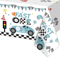 Racing Fast One 1st Birthday Plastic Tablecover