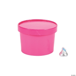 Pink Round Favour Boxes with Lid-12Pk