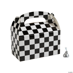 Black & White Checkered Favour Boxes - 12Pk