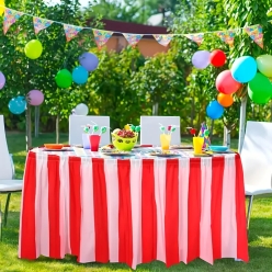Carnival Red and White Table Skirt