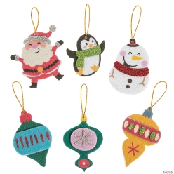 Cozy, Merry & Bright Character Felt Christmas Ornaments-12Pk
