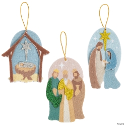 Simple Blessings Nativity Felt Christmas Ornaments-12 Pack