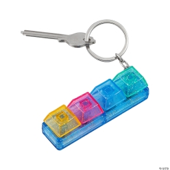 Clicking 4 Button Keyboard Style Fidget Keychains-12Pk