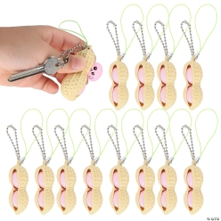 Peanut-Shaped Plastic Fidget Keychains - 12Pk