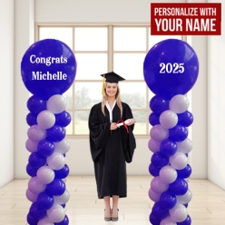 Grad Blue 2025 PERSONALIZED Airfill Double Balloon Column Set
