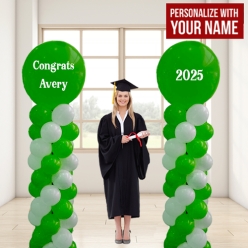 Grad Dark Green 2025 PERSONALIZED Airfill Double Balloon Column 