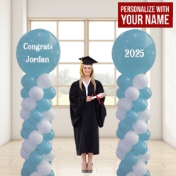 Grad Light Blue 2025 PERSONALIZED Airfill Double Balloon Column