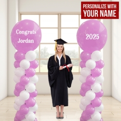 Grad Light Pink 2025 PERSONALIZED Airfill Double Balloon Column