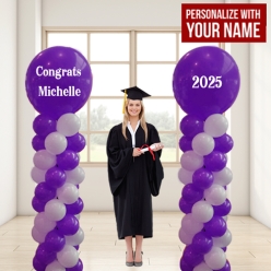 Grad Purple 2025 PERSONALIZED Airfill Double Balloon Column Set