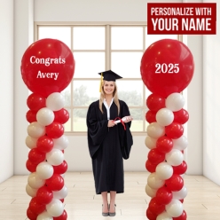 Grad Red 2025 PERSONALIZED Airfill Double Balloon Column Set