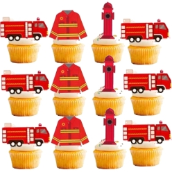 Fire Fighter Cupcake/Food Toppers - 12 PK