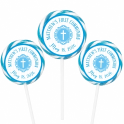 Boy First Communion PERSONALIZED Lollipops - 12 Pk