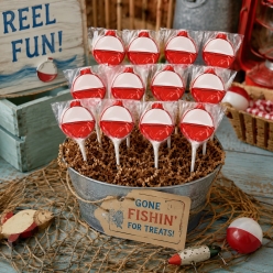 Fisherman Bobber Cherry Lollipops - 12 Pack
