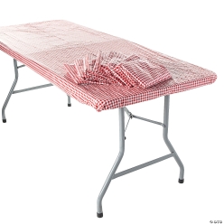 Bulk Red Gingham Rectangle 6 Ft. Plastic Tablecloths-12Pk