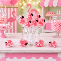 Flamingo Strawberry Swirl Lollipops - 12Pk