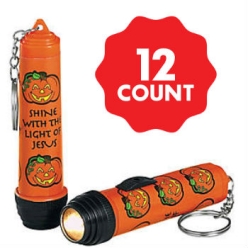 Christian Pumpkin Flashlight Keychains - 12 Pk