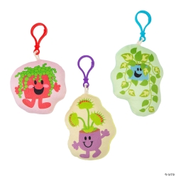 Flat Plush Plant Character Backpack Clips-12Pk