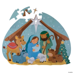 Religious Nativity Scene Christmas Floor Jigsaw Puzzle