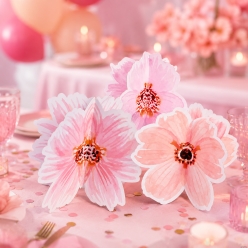 Pink Floral Cardstock Tabletop Centerpiece Set-3Pk