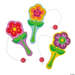 Flower Wood Paddleball Games - 12Pk