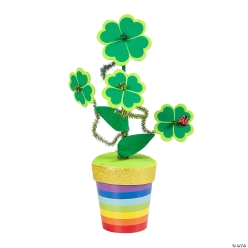 St. Patrick's Day Four-Leaf Clover Flowerpot Craft Kit-6Pk