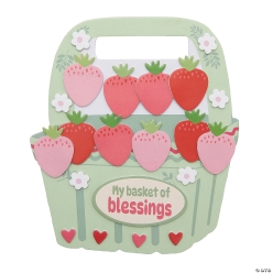 Religious Strawberry Basket of Blessings Foam Craft Kits-12Pk