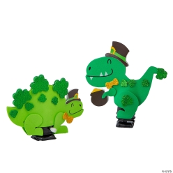St.Patrick's Day Wind-Up Dinosaur Foam Craft Kit-12Pk