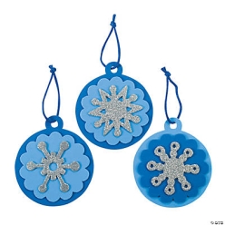 Round Snowflake Christmas Ornament Craft Kit - 12 Pack