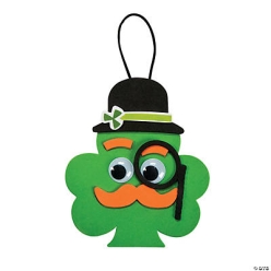 Shamrock with Moustache Ornament Craft Kit - 12 Pk