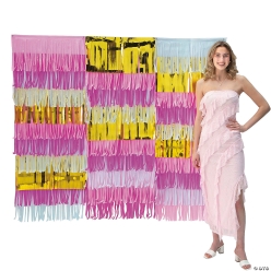 Pastel Rainbow Tissue & Foil Finge Backdrop