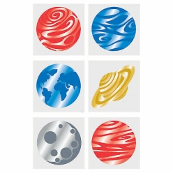 Metallic Foil Space Planet Tattoos - 6pk