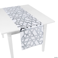 Geometric Pattern Silver Foil Table Runner