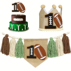 Football 1st Birthday High Chair Decor Kit 3pcs