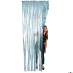 Dusty Blue Metallic Fringe 8 Ft. Door Curtain