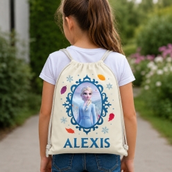 Frozen Elsa Personalized Name Drawstring Backpack