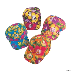 Luau Floral Baseball Caps 12pk