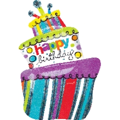 Funky Birthday Cake Jumbo Supershape Foil