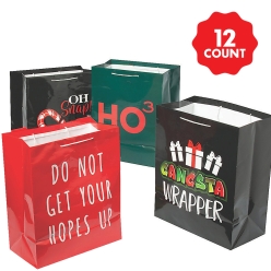 Large Funny Christmas Bags - 12 PK