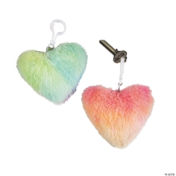Fuzzy Heart Keychains - 12Pk