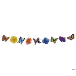 Spring Garden Flowers & Butterflies 7 Foot Garland