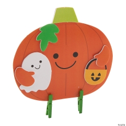 Halloween Big Pumpkin with Ghost Buddy Clothespin Craft Kit-12Pk