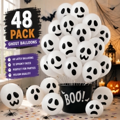 Ghost Large Latex Balloons - 48 Pk
