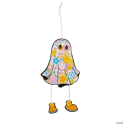 Halloween Flower-Print Ghost Sheet Hanging Craft Kits-12Pk