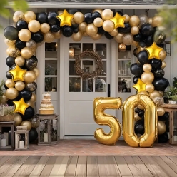 Golden 50th Anniversary Balloon Garland Kit