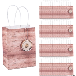 Rustic Wedding Gift Bags with Tag-48Pk