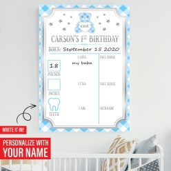 Blue Gingham 1st Milestone Chart 17