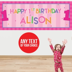 1ST Bday Girl PERSONALIZED Giant Vinyl Keepsake Banner
