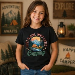 Just a Girl Who Loves Camping Black T-shirt