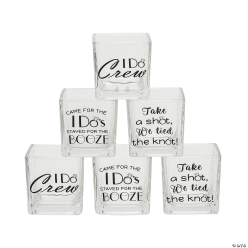 Wedding Favour Square Shot Glasses with Sayings-3Pk